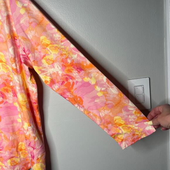 NEW Quacker Factory Women's Floral Rhinestone Tunic Top Size XL Pink Orange Boho - Picture 4 of 8